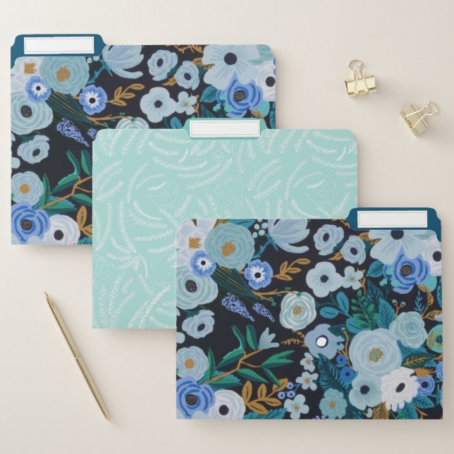 Blue Carolina Floral File Folders (Set)
