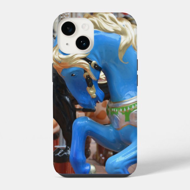 Blue Carousel Horse Iphone Case (Back)