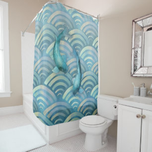 Blue Carp Koi Fish Shower Curtain
