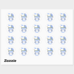 Blue Carriage Baby Boy Shower Envelope Seal | Zazzle