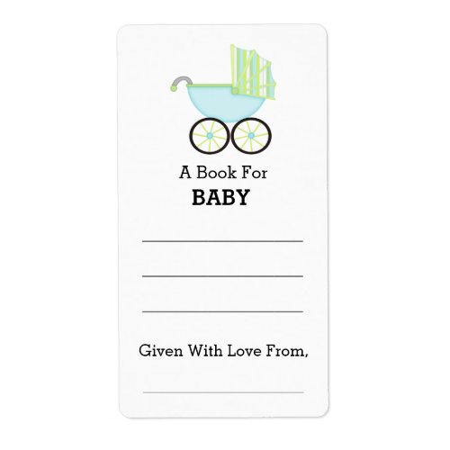 Blue Carriage Boy Baby Shower Bookplate