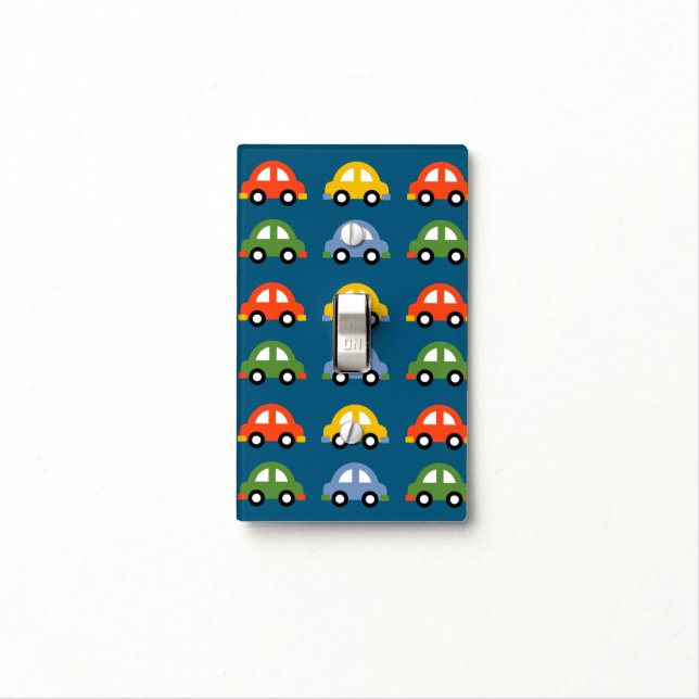 blue cars design lightswitch cover (In Situ)