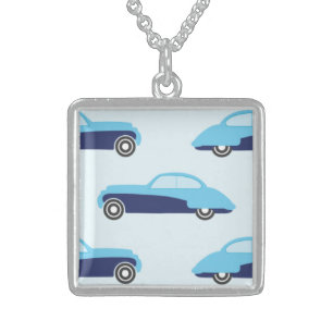 blue cars vintage jewelry necklace