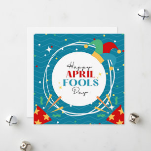 Blue Cartoon April Fools Day  Holiday Card