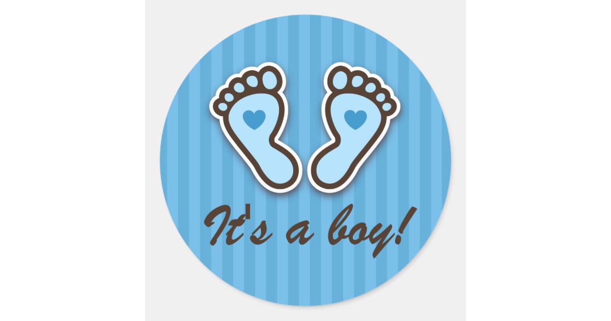 Blue Cartoon Baby Feet With Hearts Stickers Zazzle Com