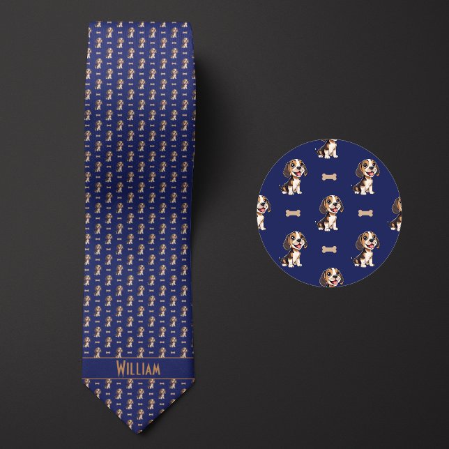 Blue Cartoon Beagle Neck Tie (Creator Uploaded)
