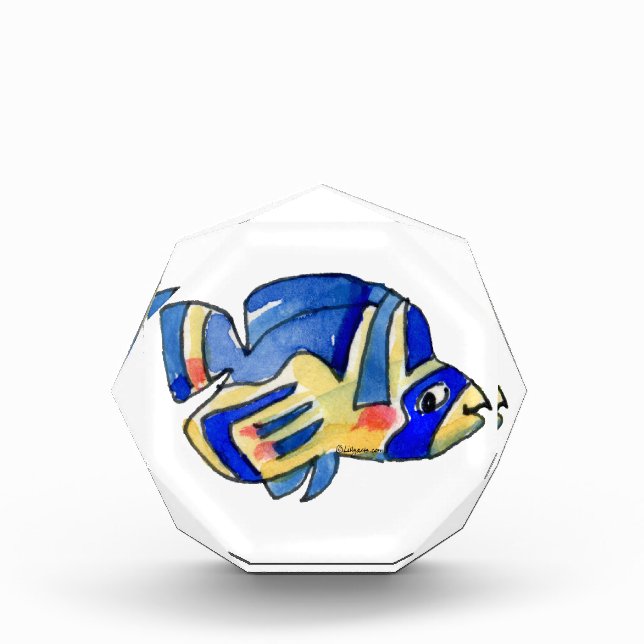 Blue Cartoon Butterfly Fish Acrylic Award (Front)