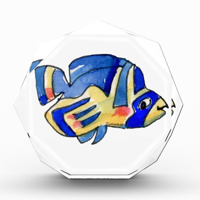 Blue Cartoon Butterfly Fish Acrylic Award (Front)