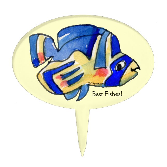 Blue Cartoon Butterfly Fish Cake Topper (Front)