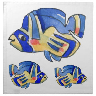 Blue Cartoon Butterfly Fish Cloth Napkin