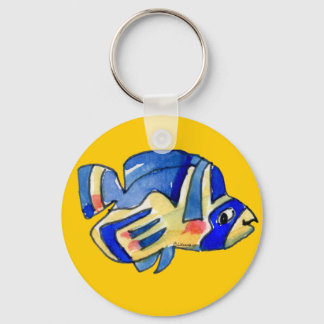 Blue Cartoon Butterfly Fish Keychain