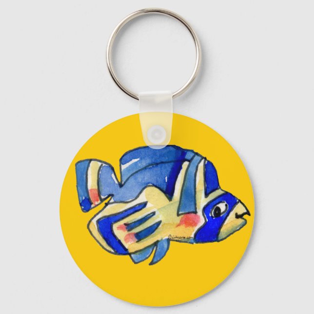 Blue Cartoon Butterfly Fish Keychain (Front)