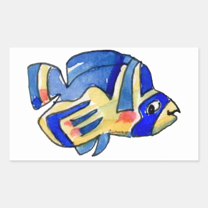 Blue Cartoon Butterfly Fish Sticker