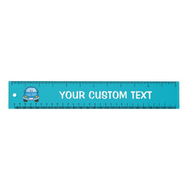 Blue cartoon car 12 inch Ruler (Front)
