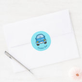 Blue cartoon car classic round sticker (Envelope)