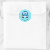 Blue cartoon car classic round sticker (Bag)