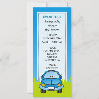 Blue Cartoon Car Invitation