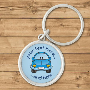 Blue cartoon car keychain