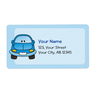 Blue cartoon car label