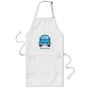 Blue cartoon car long apron