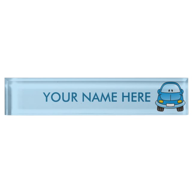 Blue cartoon car name plate (Front)