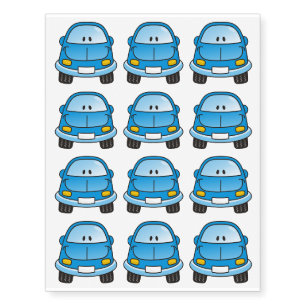 Blue cartoon car temporary tattoos