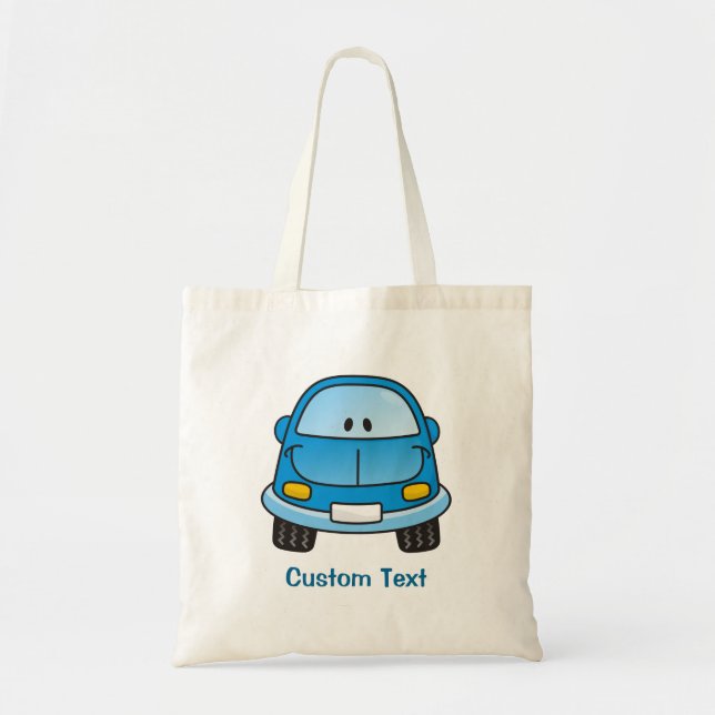 Blue cartoon car tote bag (Front)