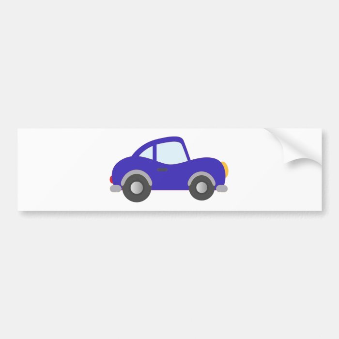 Blue Cartoon Coupe Car Bumper Stickers