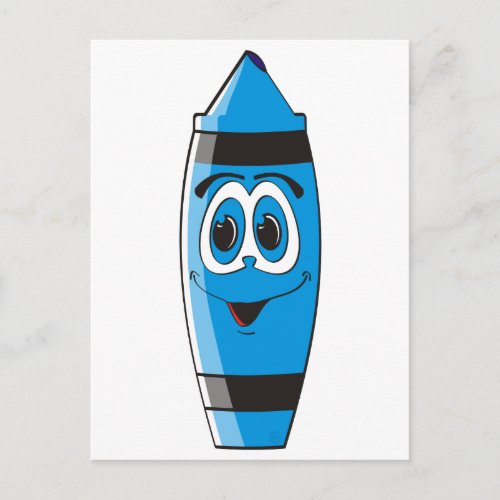 Blue Cartoon Crayon Postcard