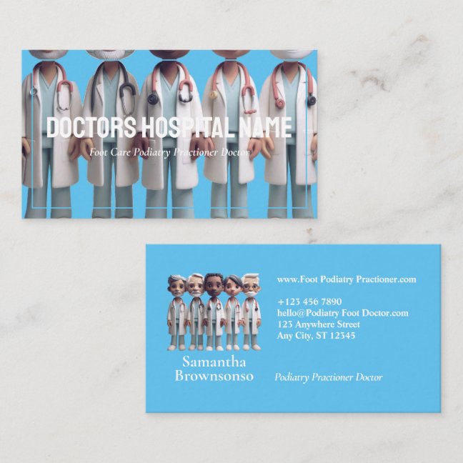 Blue Cartoon Cute Doctor Business Card