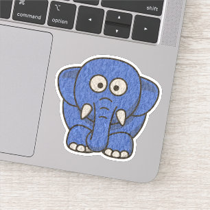 Blue Cartoon Elephant Sticker