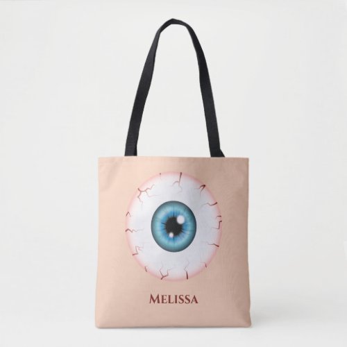 Blue Cartoon Eyeball Bloodshot Halloween Eyeball Tote Bag