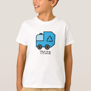 Blue Cartoon Garbage/Recycle Truck with Kids Name T-Shirt