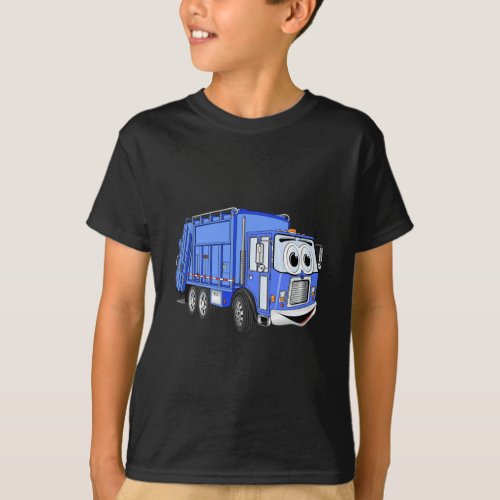 Blue Cartoon Garbage Truck Cartoon T_Shirt