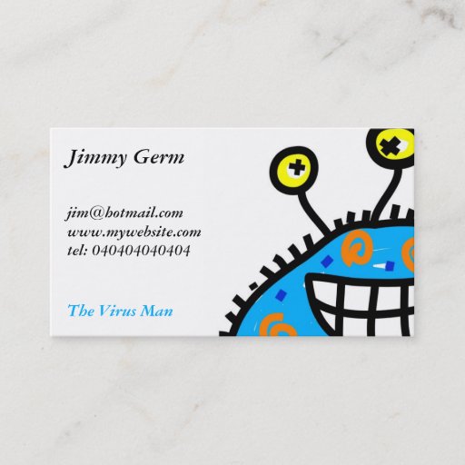 Customizable Blue Cartoon Germ Business Cards