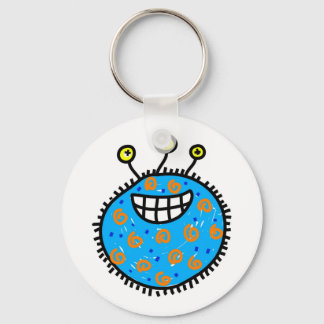 Blue Cartoon Germ Keychain