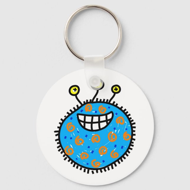 Blue Cartoon Germ Keychain (Front)