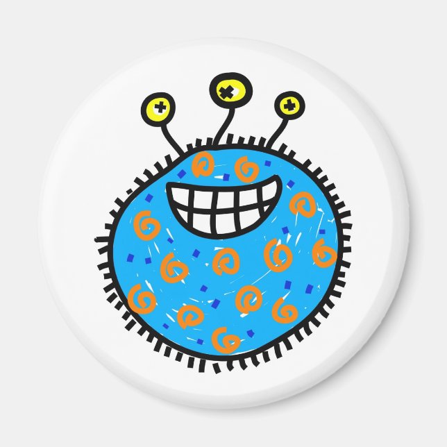 Blue Cartoon Germ Magnet (Front)