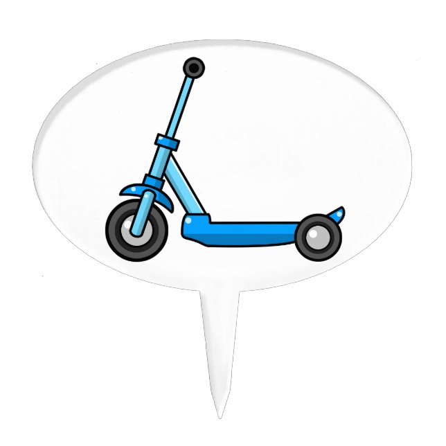 Blue Cartoon Kick/Push Scooter Cake Topper (Front)