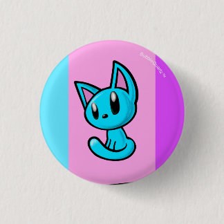 Blue cartoon kitten button