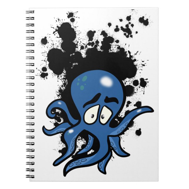 Blue Cartoon Octopus Notebook (Front)