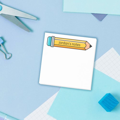 Blue Cartoon Pencil Illustration Your Names Notes