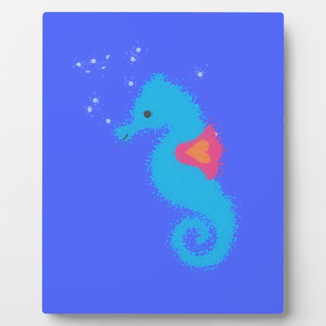 Blue Cartoon Seahorse Plaque (Front)