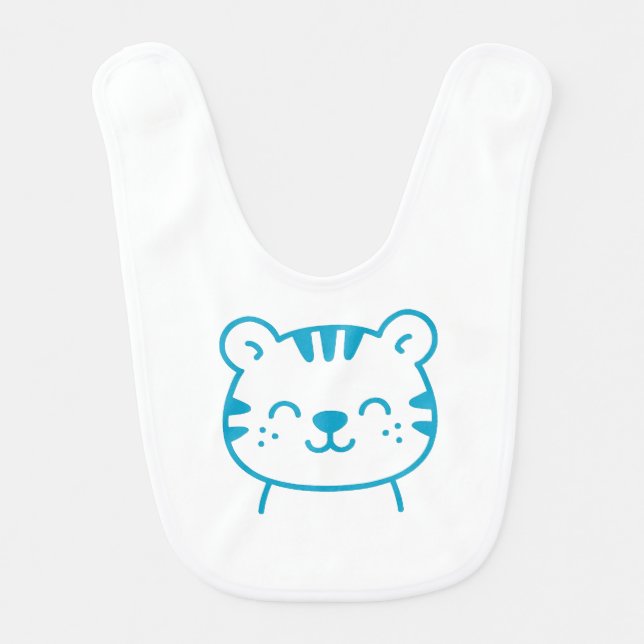 Blue Cartoon Tiger Baby Bib for Boys (Front)