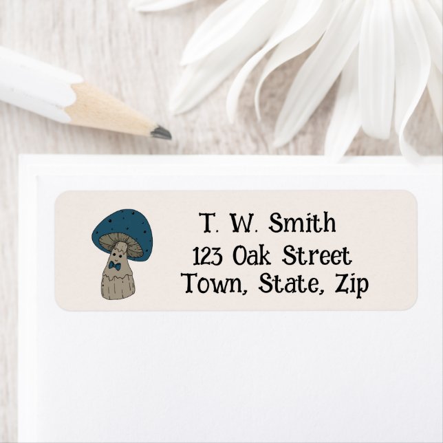 Blue Cartoon Toadstool  Address Label (Insitu)