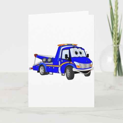 Blue Cartoon Tow Truck Card