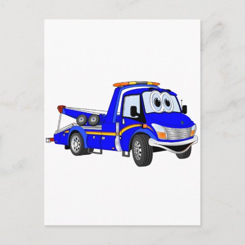 Blue Cartoon Tow Truck Postcard