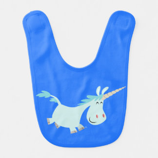 Blue Cartoon Unicorn Baby Bib