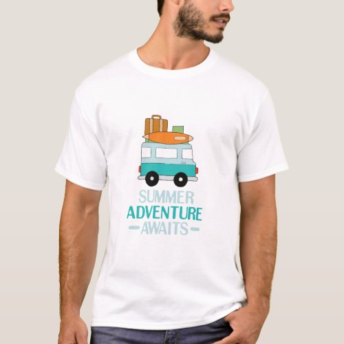 Blue Cartoon Van Best Family Adventure Vacations T_Shirt