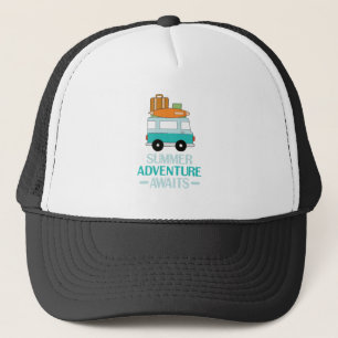 Blue Cartoon Van Best Family Adventure Vacations Trucker Hat